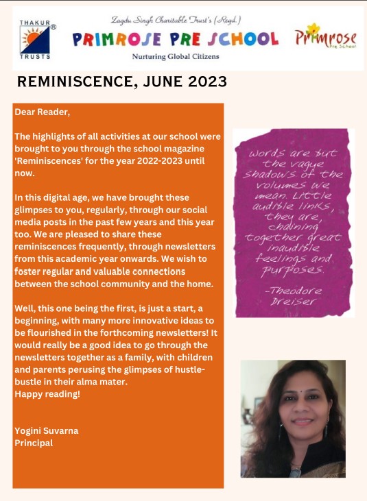 Reminiscence June 2023  Primrose PreSchool cover