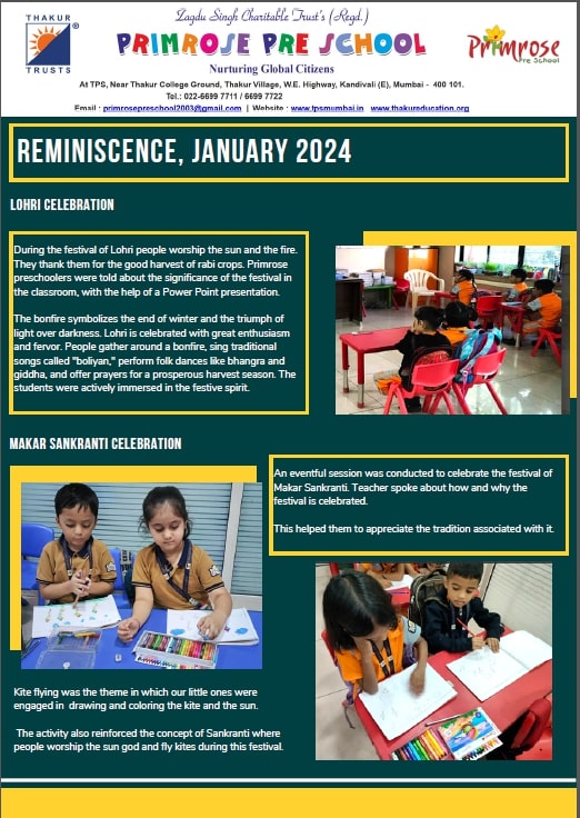 REMINISCENCE JANUARY 2024 PRIMROSE PRE SCHOOL cover